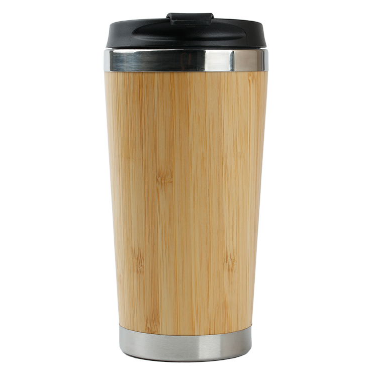 COOL manufacture reusable bamboo coffee tumbler with PP cover plastic