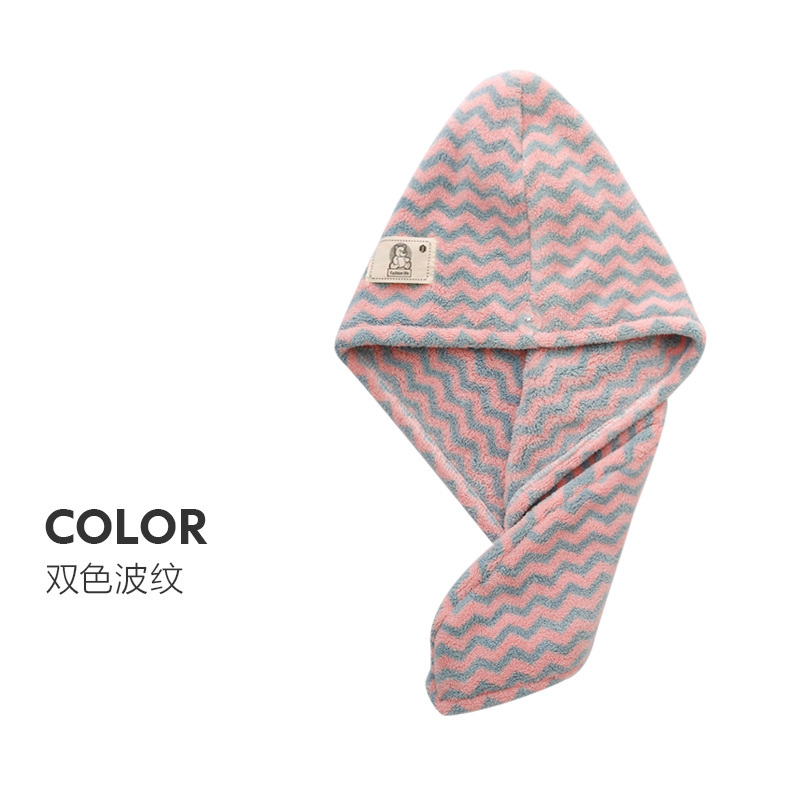 Jenifer skin coral velvet stripe water absorption scarf net red with the same lovely fashion dry hair cap